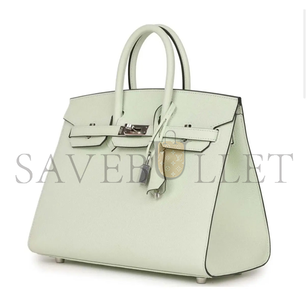 HERMÈS MASTER BIRKIN 25 SWIFT LEATHER BUBBLE GREEN SILVER BUCKLE BAG H049362CK01 (25*20*13cm)